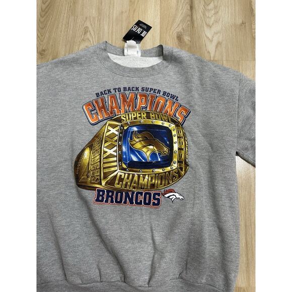 Vintage Denver Broncos Crewneck Back to Back Mens XL Super Bowl Ring - Picture 2 of 7